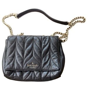 Kate Spade Quilted Black Leather Flap Crossbody – Chain Strap, Elegant Everyday